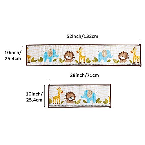 Wowelife Jungle Baby Bumper Pads Lion Elephant and Giraffe Crib Bumper Pads Safe for Baby(Brown Zoo)