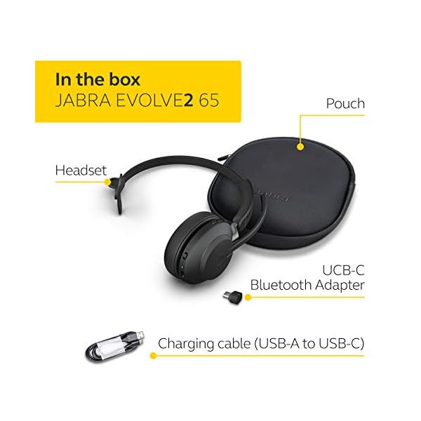 Jabra-Evolve2-65-Wireless-PC-Headset--Noise-Cancelling-UC-Certified-Mono-Headphones-With-Long-Lasting-Battery--USB-C-Bluetooth-Adapter--Black Jabra Evolve2 65 Wireless PC Headset – Noise Cancelling UC Certified Mono Headphones With Long-Lasting Battery – USB-C…