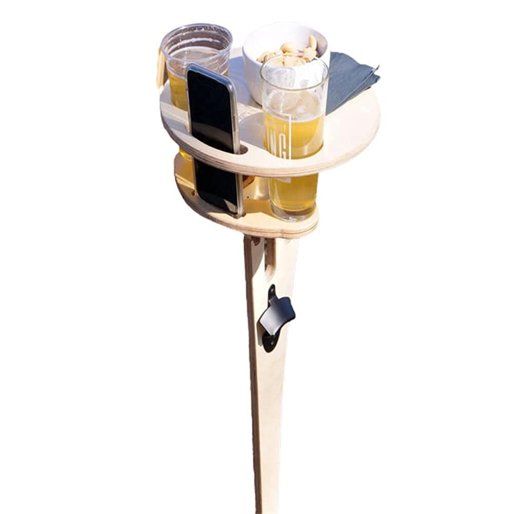 Uposao Foldable Portable Outdoor Wine Table, Wooden Picnic Table, Beer Desk, Foldable, Camping Table, Outdoor Garden Table, Mini Folding Table for Campers, Hiking, Fishing and Outdoor Enthusiasts