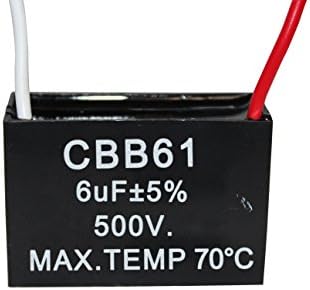 CompStudio 1PC 500V 6UF CBB61 Terminal Ceiling Fan Motor Running Rectangle Capacitor 2 wires