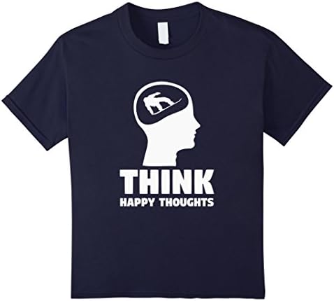 Kids Snowboarding T Shirt | Think Happy Thoughts 12 Navy