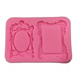 Yunko Vintage Oval Mirror Frames Silicone Mould Sugarcraft Fondnat Mold