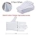 White Cotton Gloves, Matte 100% Cotton Stretchy Wrist Length Plain Blank Thin Gloves 6 Pairs