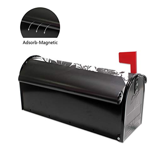 LORVIES Black Floral Magnetic Mailbox Cover Standard Size 20.8 x 18 Inch