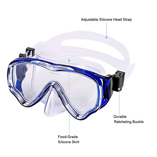 image for UPhitnis Kids Seaview Snorkel Set Dry Top Snorkel Mask with Big Eyes f