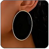 Chunky Black Statement Earrings for Women Trendy White Big Oval Earrings Vintage Zebra Print Large Round Earring Unique Geometric Drop Dangle Earring Chunky Jewelry Holiday Christmas Accessories