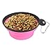 Aigou Set of 2 Portable Travel Dog Bowl, Lightweight Collapsible Pet Cat Bowl Travel Bowl Water Feeder Bowl with Carabiner (Hot Pink)