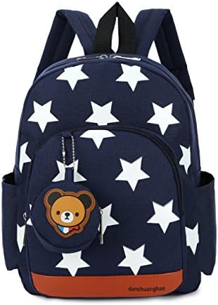 Kids Bags Fashion Nylon Children Backpacks for Kindergarten Boys Girls Schoolbag (Navy blue)