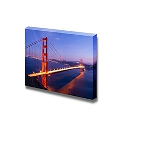 Canvas Prints Wall Art - Golden Gate Bridge at Twilight. San Francisco, USA. | Modern Wall Decor/Home Decoration Stretched Gallery Canvas Wrap Giclee Print. Ready to Hang - 12" x 18"