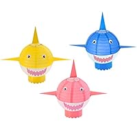 Shark Party Decorations-Shark Table Centerpieces Paper Lanterns DIY Ideas for Baby Shower Birthday Party Supplies