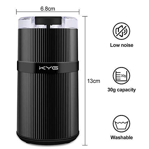 KYG Kaffeemühle Mini Kaffeebohnen Elektrisch Füllmenge 30g Kaffeemühle mit Edelstahl Schlagmesser für,Nüsse,Gewürze… – Bild 3