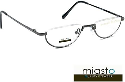 "Half Moon" Retro Vintage 1/2 Half Frame Oval Reading Glasses"Illuminare" by Miasto Eyewear (+2.25, Gunmetal)