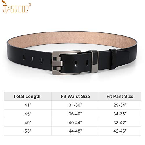 Mens Genuine Leather Belt Casual Formal Jeans Belts for Men Alloy Prong Buckle by JasGood,Black