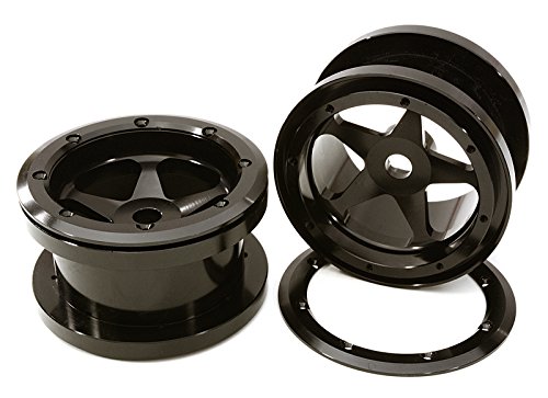 Integy RC Model Hop-ups OBM-23030BLACK CNC Machined Alloy 5 Spoke Beadlock 2.2 Wheels (2) for Axial Ridgecrest & Wraith