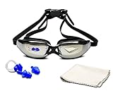 Swimming Goggles, PHELRENA Swim Goggles No Leaking Anti Fog Shatterproof UV Protection, with Silicone Nose Clip Ear Plugs and Protection Case Swim Goggles Suit for Men Women Kids-Best Swim Glasses
