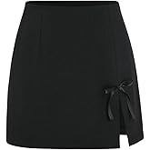 SOLY HUX Women's Bow High Waisted Skirt Split Hem Party Club Mini Summer Skirts
