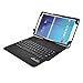Samsung Galaxy tab E 9.6 Keyboard case, KuGi ® High quality Ultra-thin Detachable Bluetooth Keyboard Stand Portfolio Case / Cover+ Free stylus for Samsung Galaxy tab E 9.6 tablet. (Black)