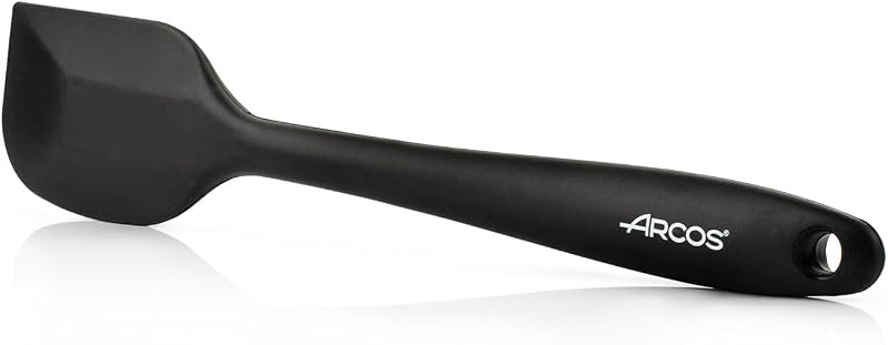 Espátula de silicone plana, retangular e flexível arcos 280 mm para virar, misturar e descolar alimentos na cozinha, língua de silicone profissional, preta