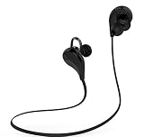Huawei Honor 7X compatible bluetooth headset jogger wireless sports headphones with mic noise cancellation sweatproof earbuds best for running gym exercise sports jogging hiking exercise cycling stereo sound quality 4.1 earphones deep bass sport handsfree headphone hi-fi calling lightweight built in ergonomic design Black color by CASVO