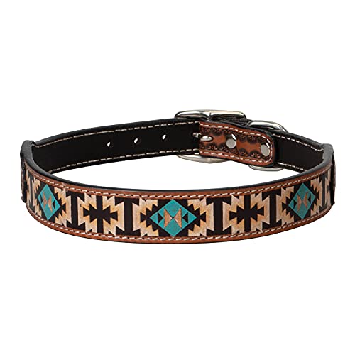Weaver Pet - Light Oiled Leather - Painted Aztec Leather Collar