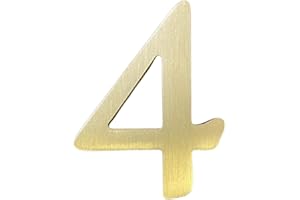 BWRMHME 1.77 Inch Height Self Adhesive Solid Brass English Letters 4.5CM Wall sticker Gold Mail Box Numbers House Address Numbers Shop Studio Name DIY Combination For Wall Home Decor Hardware (Number 4)