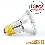 (15 Pack) Sylvania 14502 50 Watt PAR20 Narrow Flood Light Bulb / 30 Degree Beam Spread / 120 Volt / 50PAR20