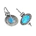 Antique Look 925 Sterling Silver Created Blue Fire Opal Earrings with Ornate Floral Design & Secure Backs
