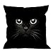 HGOD DESIGNS Cat Pillow Case,Cute Black Cat Face with Black Eye Cotton Linen Square Cushion Cover Pillowcase for Men Women Home Decorative Sofa Armchair Bedroom Livingroom 18 x 18 inch