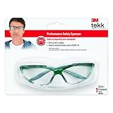 3M Performance Safety Eyewear, Green Frame, Clear Lens
