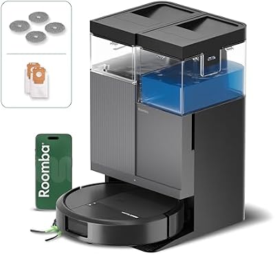 Roomba Plus 415 Combo Robot + AutoWash - 20KPa - Base Multifonction - Lavage des lingettes - séchage des lingettes à l'air Chaud - LiDAR Clearview - 75 Jours d'autovidage - Noir