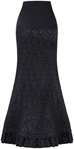 Belle Poque London- Victorian Gothic Ruffle Steampunk Vintage Fishtail Skirt