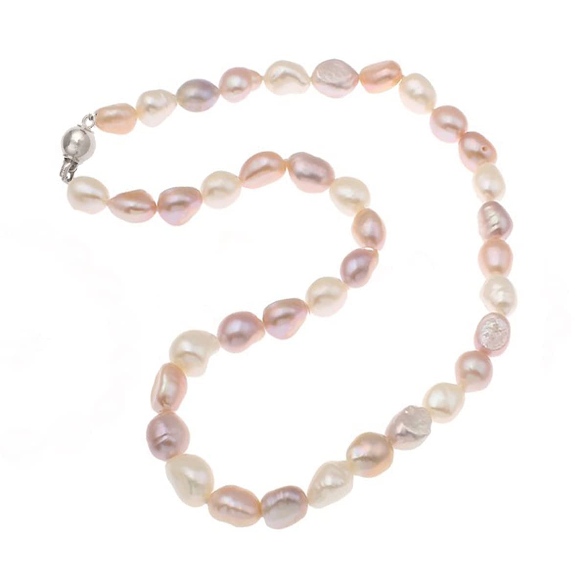 Treasure Bay Large Pearl 10-11mm Baroque Freshwater Pearl Necklace for Women Ladies and Girls Colour Pink White Purple Grey (Multicolour)
