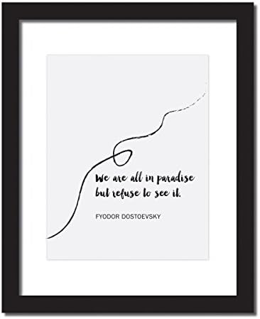Book Lovers Gift, We Are All In Paradise but Refuse To See It - Fyodor Dostoevsky, Inspirational Quote Print . UNFRAMED.