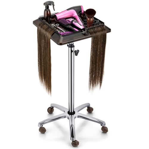 Noverlife Hair Extension Tool Tray Cart, Adjustable Height Rolling Cart, Removable Extension Tool Tray, Color Salon Home Use