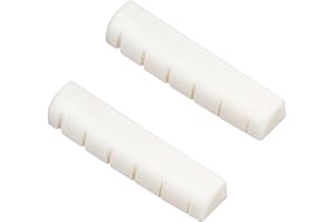 Miwayer 6 String Acoustic Guitar Bone Nut, Guitar Bridge Nuts, Cut from Whole Bones (43 x 9 x 6 mm Nut 2 Pack)