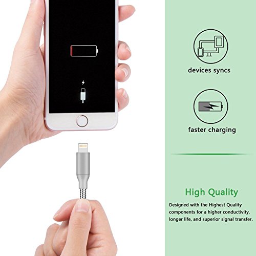 image for Ulimag Lightning Cable 5Pack 3FT 6FT 6FT 10FT 10FT Nylon Braided Certi