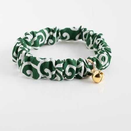 Amazon 猫雑貨 招福 猫 首輪 唐草 シュシュ 鈴付 フェレットにも 19ｃｍ 緑 Ss Kg 19 猫雑貨 招福 首輪 通販