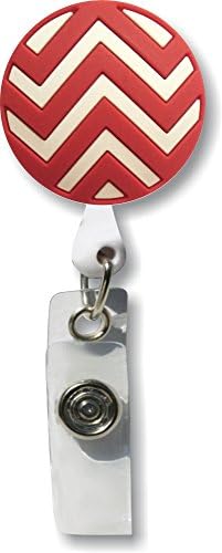 Red Chevron 3D Rubber Retractable Badge Holder
