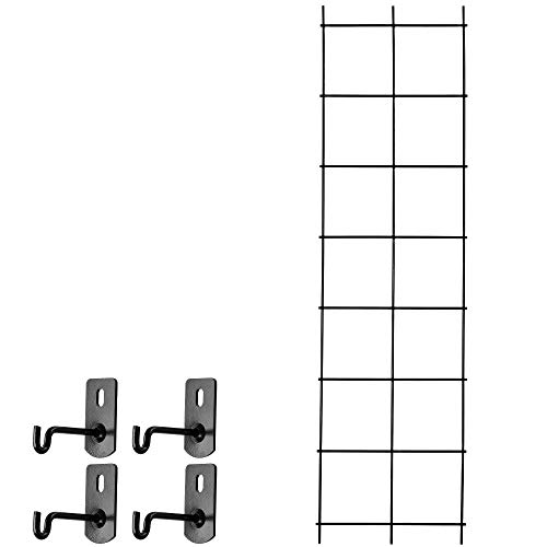 KADAX Rankgitter, Rankhilfe aus Stahl, Wandgitter für Pflanzen, Garten, Balkon, Terrasse, Drahtgitter, Kletterhilfe, Pflanzengitter, Spalier, wandbefestigung, schwarz (35 x 120 cm) – Bild 6