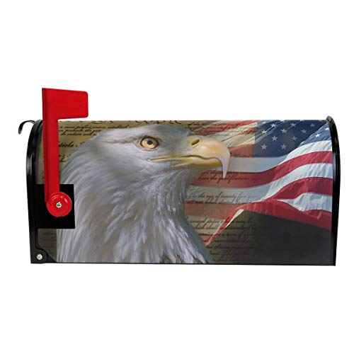 AUUXVA CUTEXL Magnetic Mailbox Covers Vintage American Flag Bald Eagle Mailbox Letter Post Box Cover Wrap Garden Yard Home Decor Standard Size 20.7"x18.03"