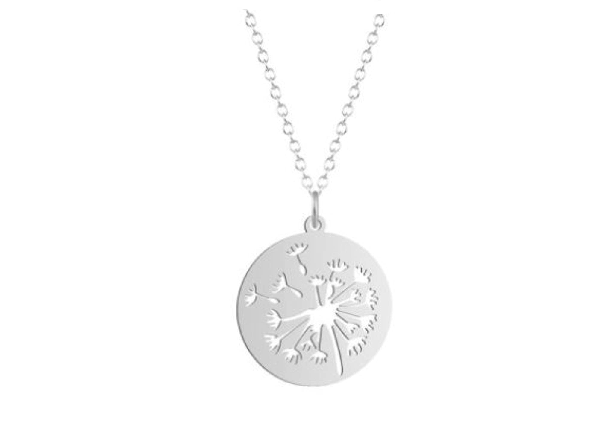 CrownOfRibbons Dandelion Clock Flower Necklace Charm Pendant, Stainless Steel Jewellery for Women