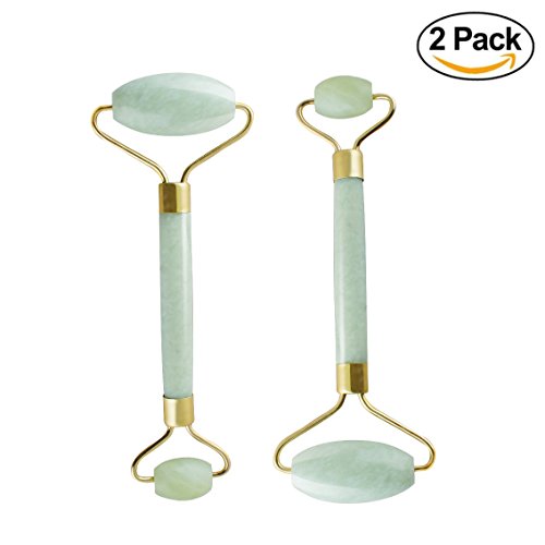 Zinnor (2 PACK) Jade Roller,Natural Jape Facial Beauty Massage Tool - Jade Roller Face Thin Massager | Face Body Head Neck SPA Massager Anti-aging Cold Therapy