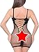FasiCat Women Lingerie Sexy Fishnet Mini Dress Teddy Lingerie Mesh Bodysuit Black