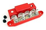 Bay Marine Supply BusBar – 4-Post Power Distribution Block – 5/16” Red