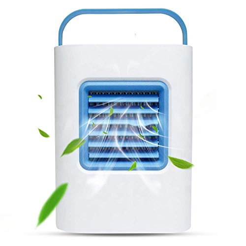 ZNQY USB Powered Personal Air Conditioner, Portable Air Cooler Fan, Mini Desktop Cooling Fan with LED Night Light for Office Home Camping Fishing Kitchen, etc