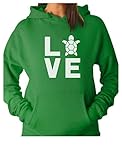 TeeStars - I Love Turtles - Animal Lover Turtle Print Cute Women Hoodie Medium Green