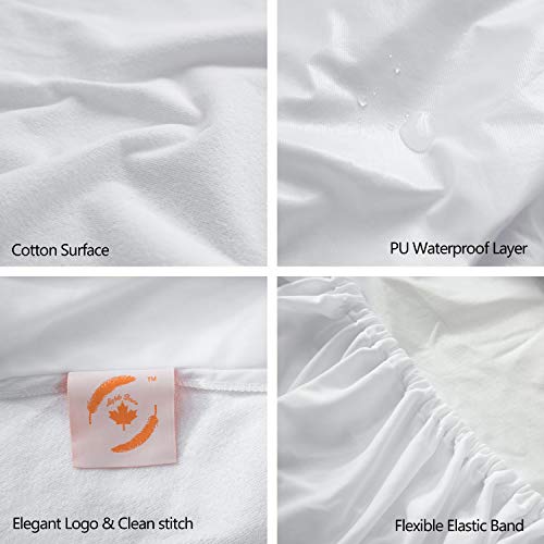 Maple Down Mattress Protector, Full Size, 100% Waterproof Mattress Cover Bedcover, Breathable & Noiseless Cotton Terry Fabric, Vinyl-Free - Thumbnail 2
