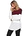 Sherosa Women's Summer Contract Color Long Sleeve Long Length T shirts Striped Tops (Wine Red,M) …
