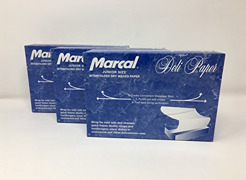 Deli Wrap Interfolded Wax Paper / Dry Waxed Food Liner Junior Size, 10" x 8" 500 Sheets (6 Pack)