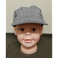 Boys Striped Engineer Hat (Blue)